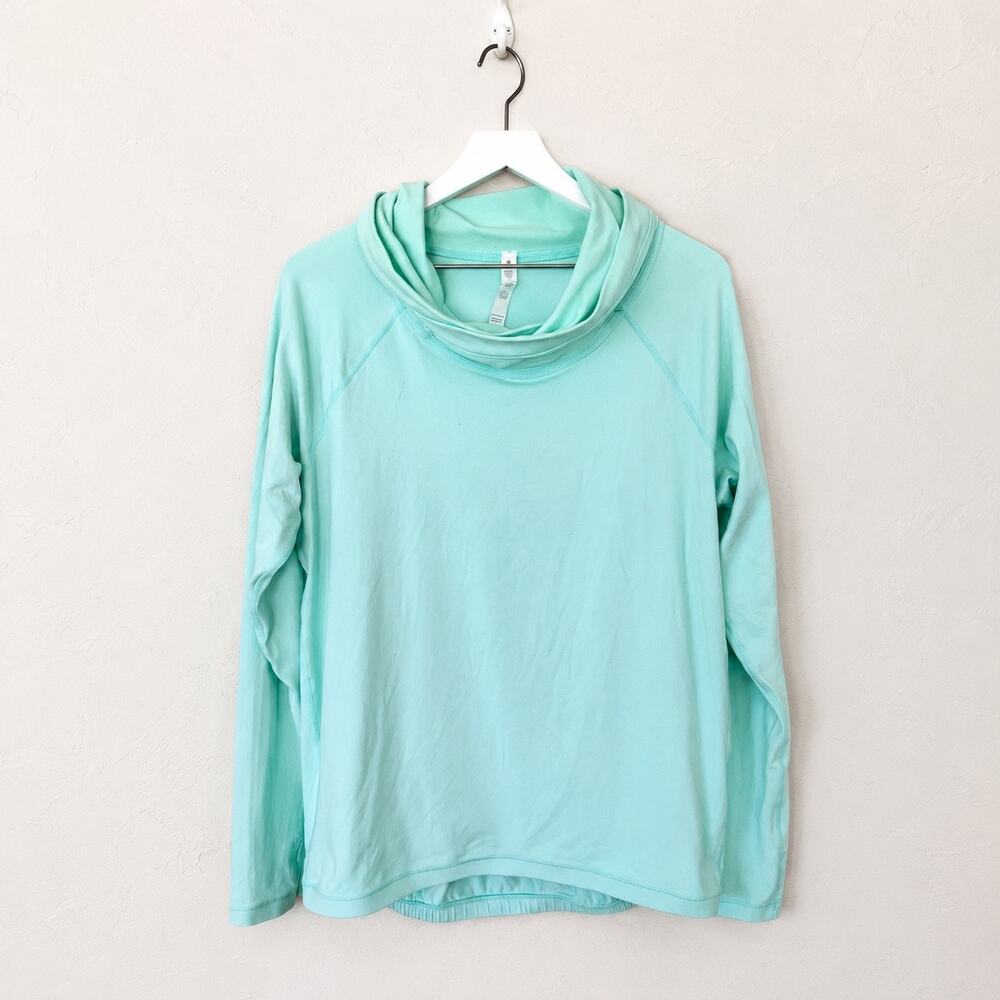 Lululemon Healthy Heart Pullover Fresh Teal Cowl Neck Hoodie Top Size 8